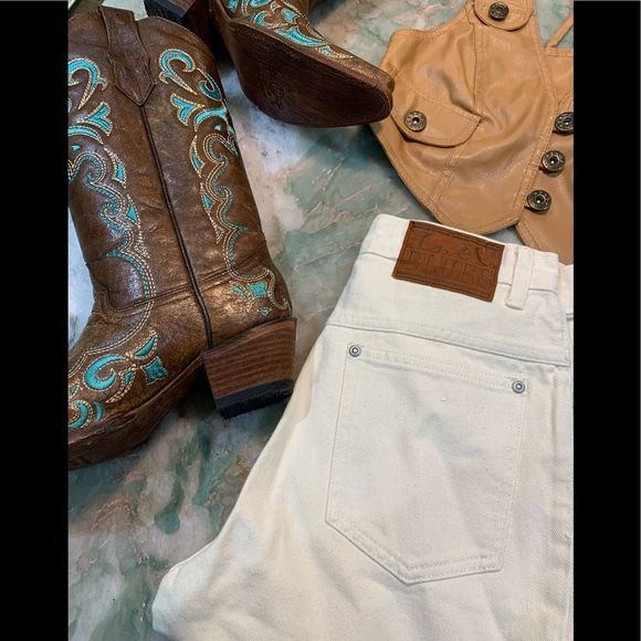 Vtg La Blues High Waisted Ivory/Cream Denim Mom Jeans Sz Vtg 8 Euc - Picture 4 of 10